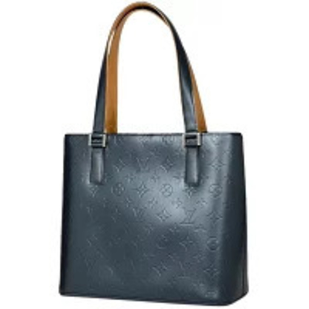 Louis Vuitton Stockton Shoulder Bag Handbag Tote Monogram Matte Blue